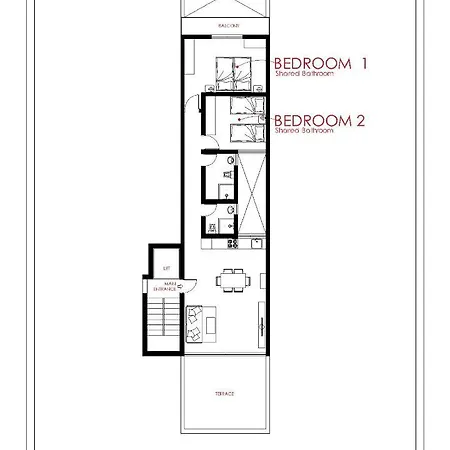 F12 2, Private Two Single Beds Privated Bathroom In Shared Flat Мсида
