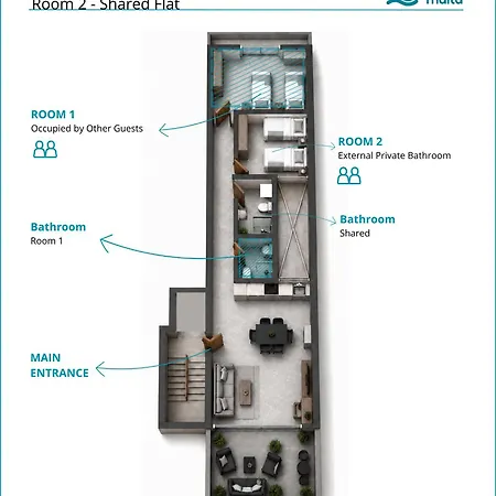 F12 2, Private Two Single Beds Privated Bathroom In Shared Flat *